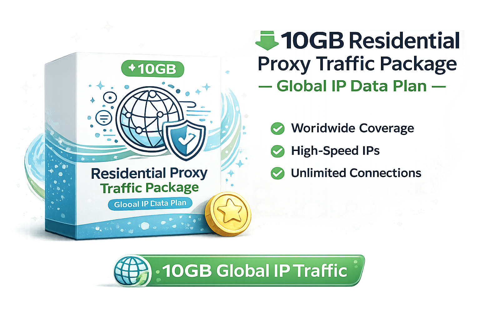 10GB Residential Proxy Traffic Package – Global IP Data Plan